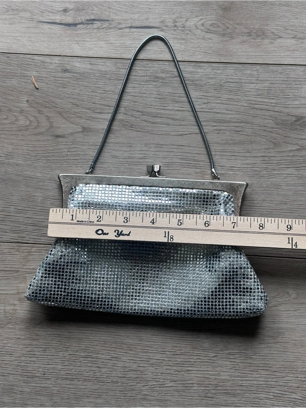 Vintage Bag by Debbie‎ Silver Mesh Evening Bag Japan Chain Strap Clutch Purse